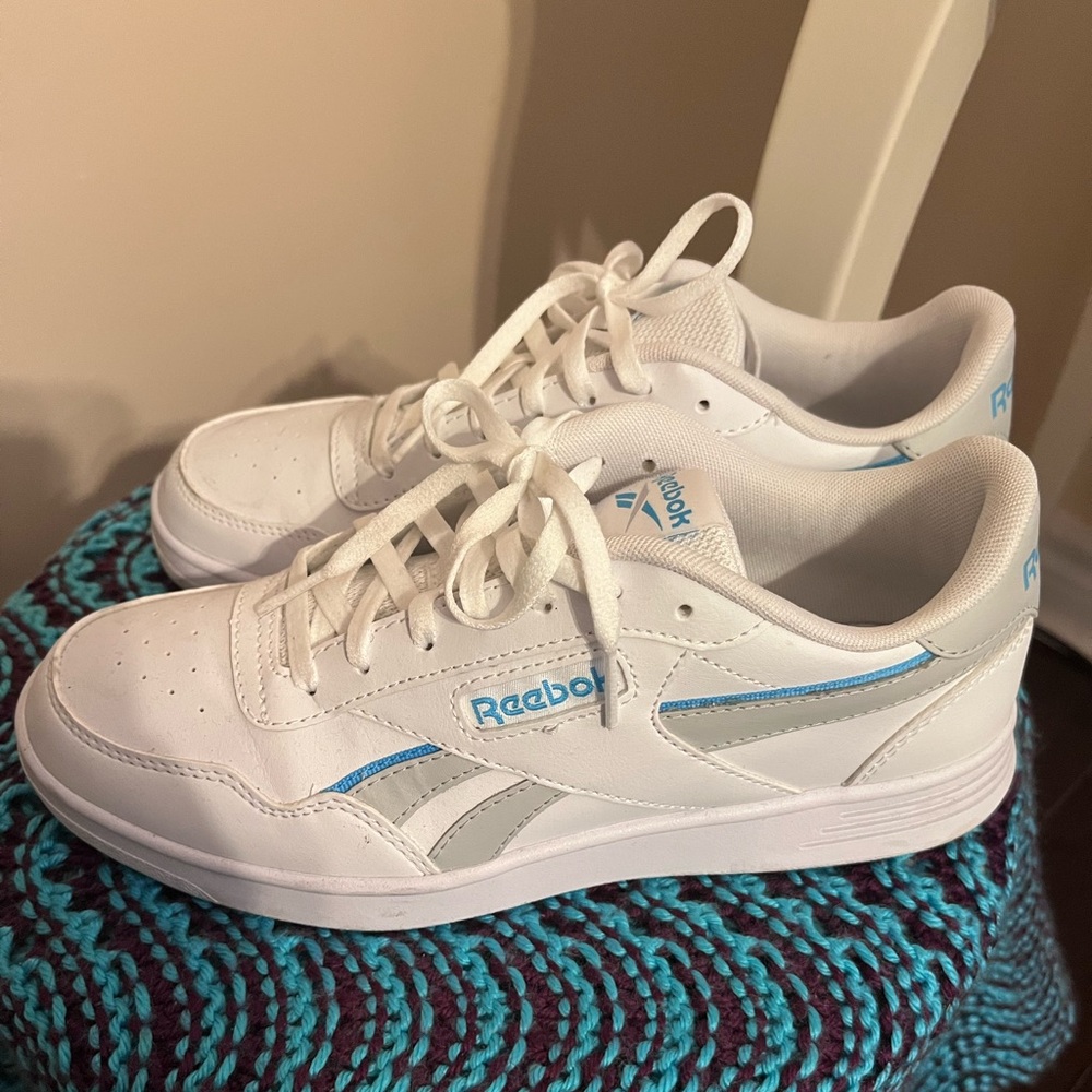 Reebok Classic White and Light Blue Shoes